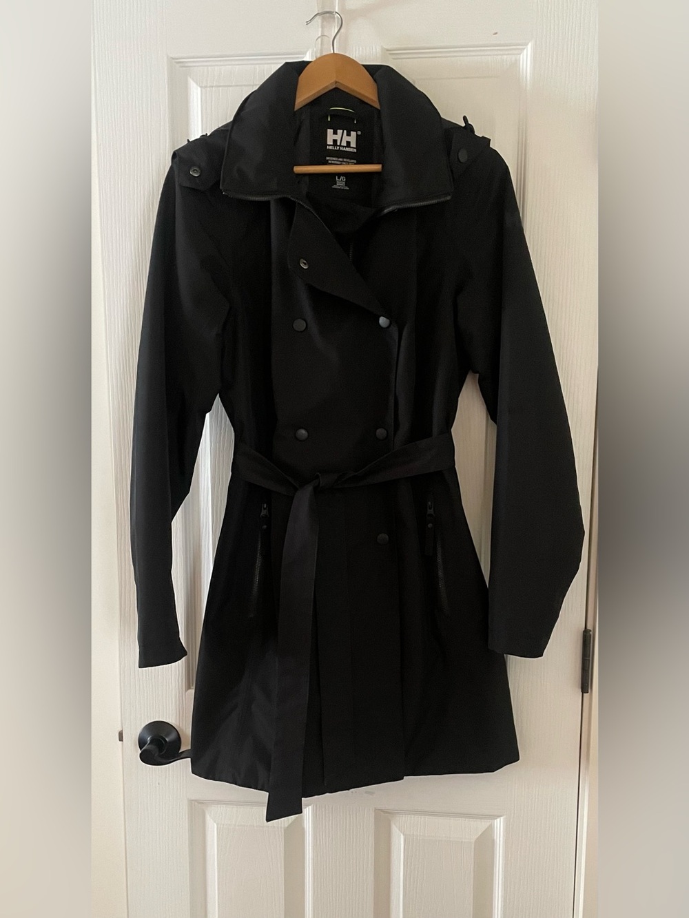 Helly Hansen Black Double-Breasted Rain Trench
